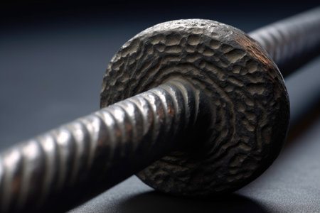 close-up of curling stone handle and textured surface, created with generative aiの素材