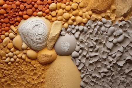 contrast of smooth and rough sand grains, created with generative aiの素材