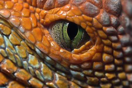 extreme close-up of lizard scales during shedding process, created with generative aiの素材