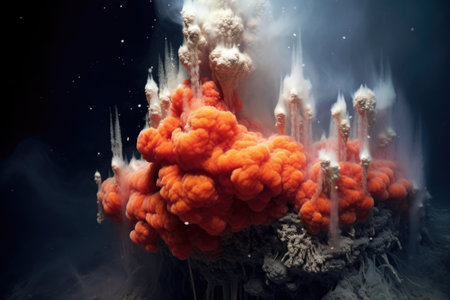 close-up of a hydrothermal vent emitting hot water, created with generative aiの素材