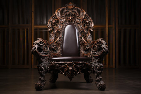 polished antique chair with intricate carvings, created with generative aiの素材