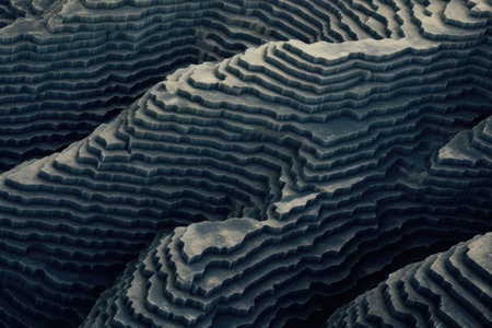 abstract patterns created by dams reservoir from above, created with generative aiの素材