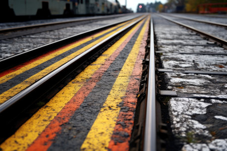 detail shot of asphalt texture and painted lines on the track, created with generative aiの素材