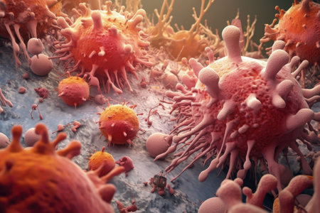 macrophages destroying foreign particles in high detail, created with generative aiの素材