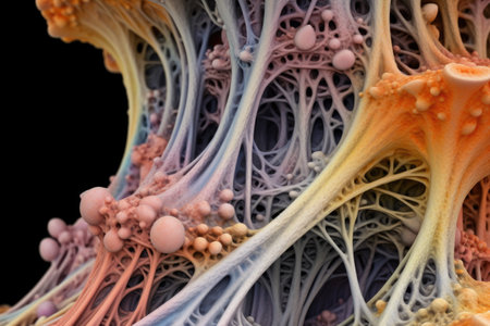 collagen fibers and minerals in regenerating bone, created with generative aiの素材