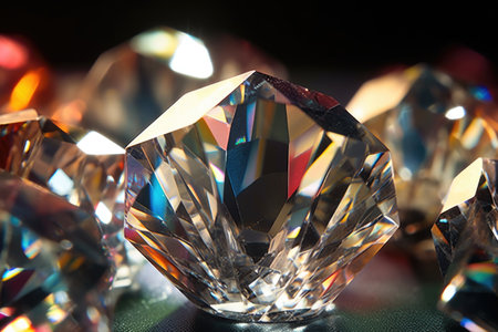 macro shot of diamond facets during polishing, created with generative aiの素材