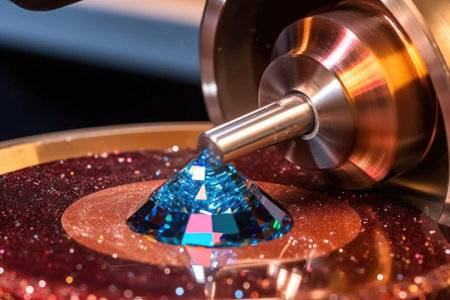 diamond dust on polishing wheel close-up, created with generative aiの素材