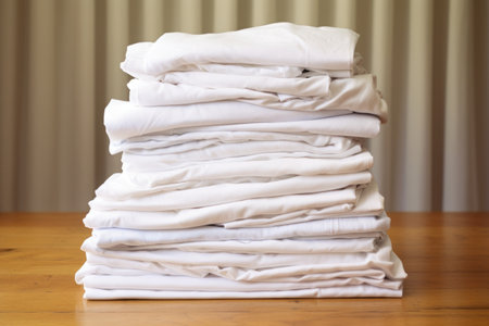 stack of freshly ironed white shirts, created with generative aiの素材