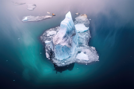 aerial view of iceberg calving process, created with generative aiの素材