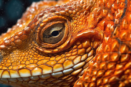 extreme close-up of lizard scales during shedding process, created with generative aiの素材
