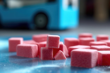 close-up of dishwasher detergent tablet, created with generative aiの素材