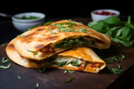 pizza dough folded into calzone shape, created with generative aiの素材