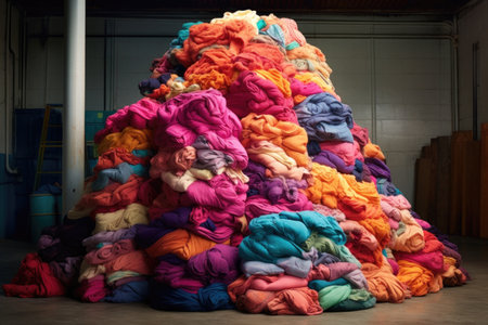 piles of colorful laundry separated by colors, created with generative aiの素材