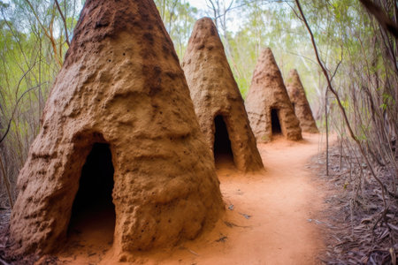 close-up of termite mound vents and tunnels, created with generative aiの素材