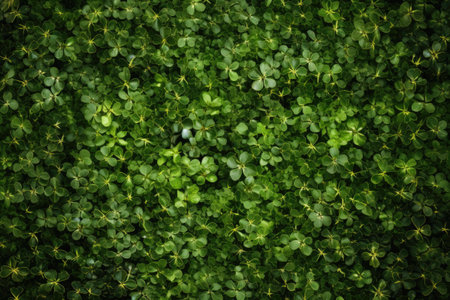 an overhead shot of a patch of clover, creating a carpet of green, created with generative aiの素材