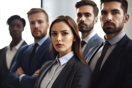 cropped shot of a group of businesspeople standing in their office, created with generative aiの素材