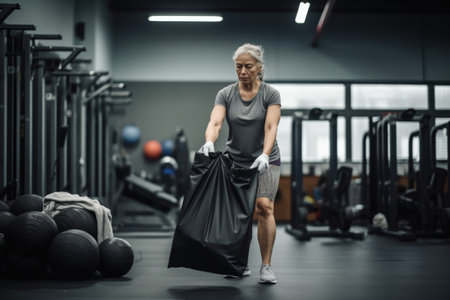 shot of a woman collecting her belongings at the gym, created with generative aiの素材