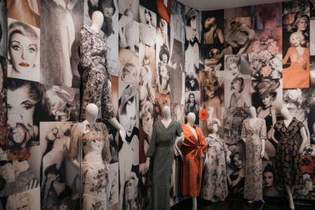wall of fashion, with various styles and designs on display, created with generative aiの素材