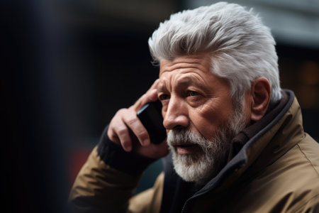 shot of a man using his phone to call for help, created with generative aiの素材