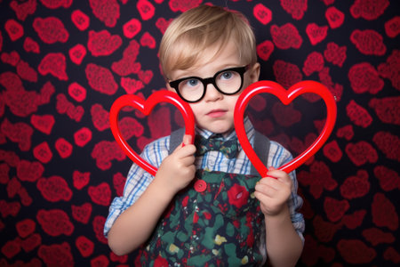 a young boy in a dress with heart shaped glasses, created with generative aiの素材