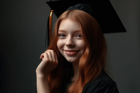 portrait of a happy young woman celebrating her graduation, created with generative aiの素材