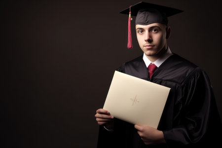 shot of a university graduate with his diploma, created with generative aiの素材