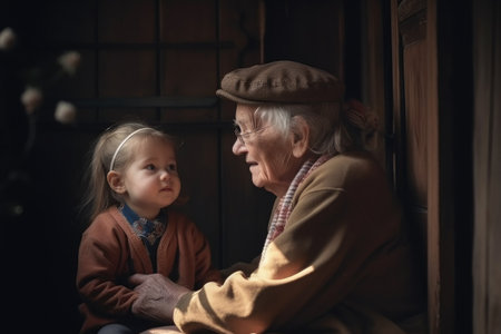 love, grandparents and home with children for parents help or care, created with generative aiの素材
