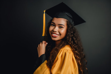portrait of a happy young woman in her graduation outfit, created with generative aiの素材