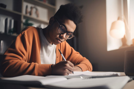 person, working remotely with tutor to improve study habits and exam results, created with generative aiの素材