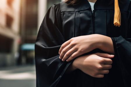 cropped shot of a university student graduating, created with generative aiの素材