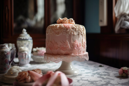 shot of christening cake on the table, created with generative aiの素材