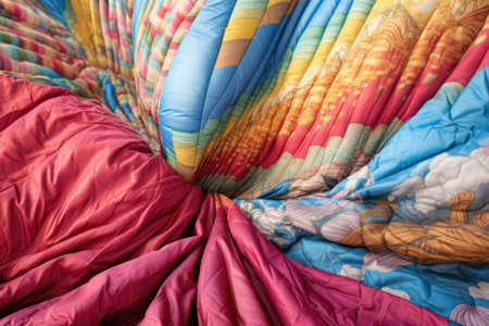 close-up of deflating hot air balloon fabric, created with generative aiの素材
