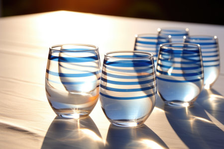 white and blue cupping glass on a sunlit spot, created with generative aiの素材