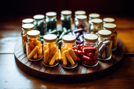 collection of vitamin and mineral supplements, created with generative aiの素材