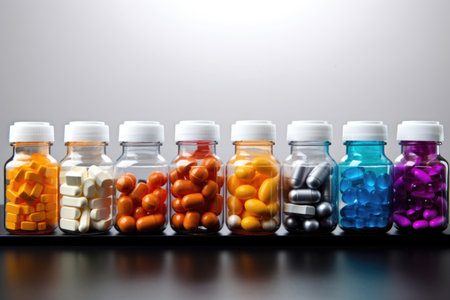 prescription bottles of digestive medication, created with generative aiの素材