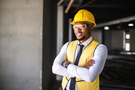shot of a confident young businessman working in the construction industry, created with generative aiの素材