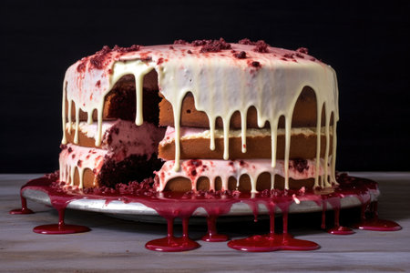 melted frosting on a poorly baked cake, created with generative aiの素材