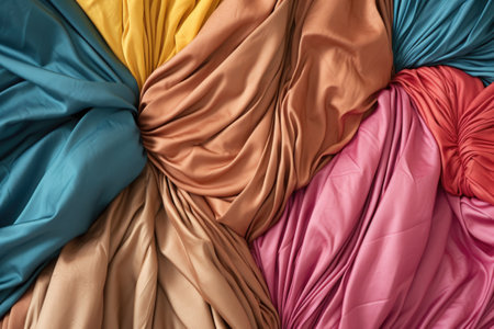 colorful balloon fabric wrinkling as it deflates, created with generative aiの素材