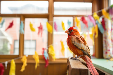 bird perched on the adoption day banner, created with generative aiの素材