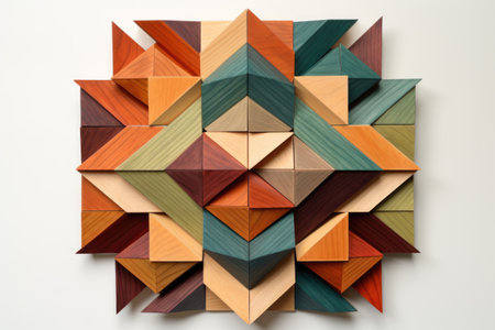 pieces of tangram puzzle arranged in a shape of a square, created with generative aiの素材