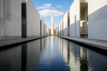 reflecting pool serving as boundary for national monument, created with generative aiの素材