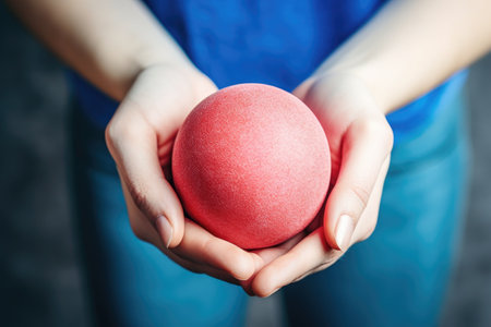 hands holding a homemade stress ball, created with generative aiの素材
