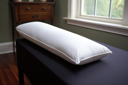 orthopedic pillow on a bed, created with generative aiの素材