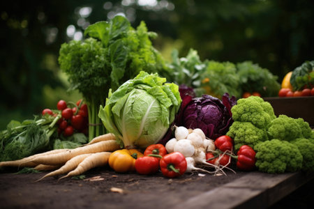 fresh vegetables from a community garden, created with generative aiの素材