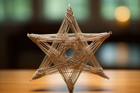 handmade star of david made from string, created with generative aiの素材
