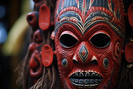 close-up of a traditional tribal mask, created with generative aiの素材