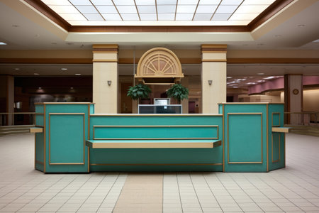 isolated abandoned customer service counter in a mall, created with generative aiの素材
