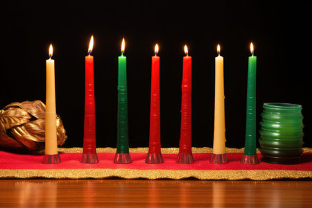 horizontal line up of different kwanzaa symbols, created with generative aiの素材