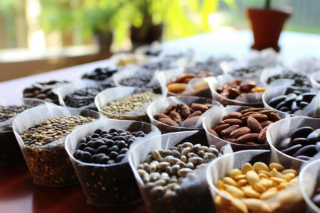 array of seeds before germination process, created with generative aiの素材