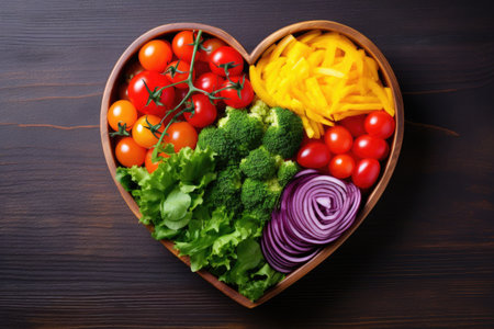 colorful salad indicating heart-healthy food choice, created with generative aiの素材